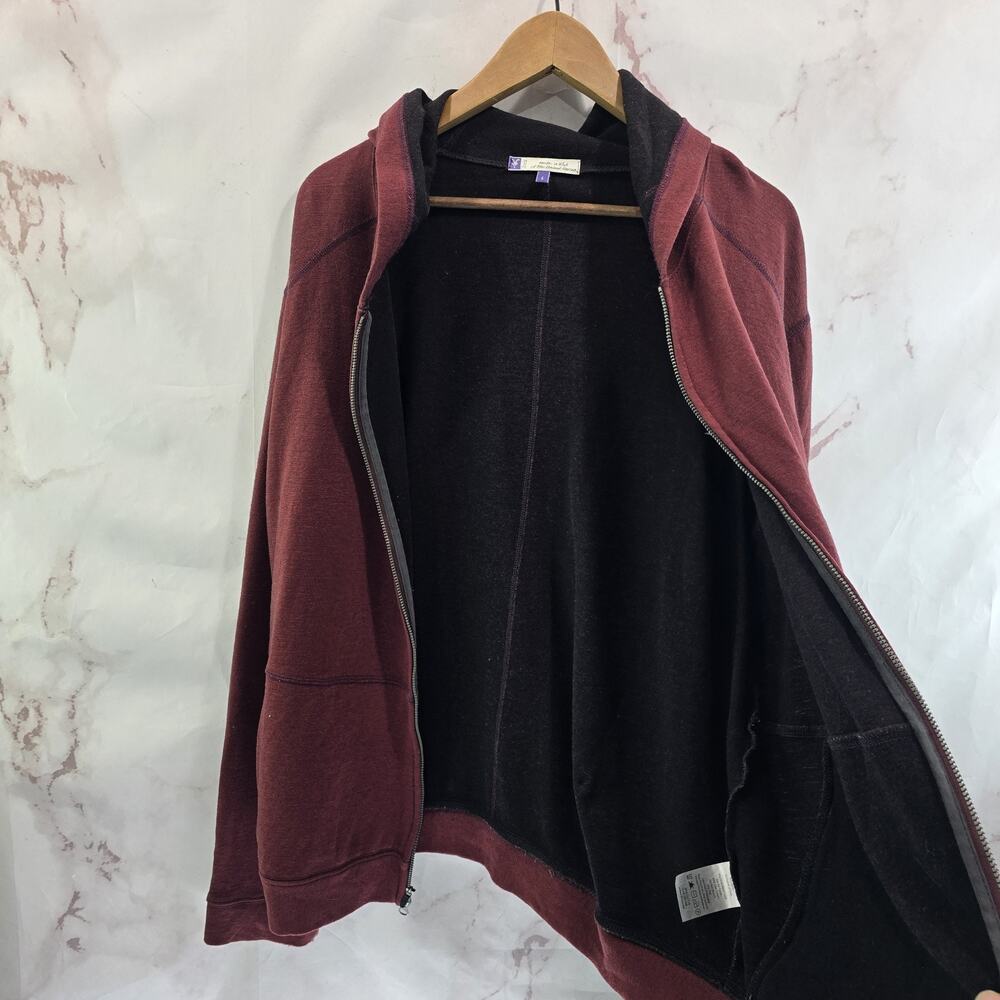 Ibex Hoodie Mens Large Red Zip Jacket Zip Merino Wool Maroon - Picture 9 of 14